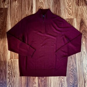 Banana Republic Quarter Zip Up Sweater 100% Merino Wool (Size L)